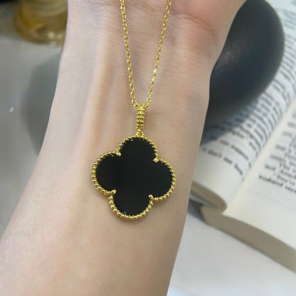 [Noble Aura jewelry]CLOVER 25MM NECKLACE GOLD ONYX