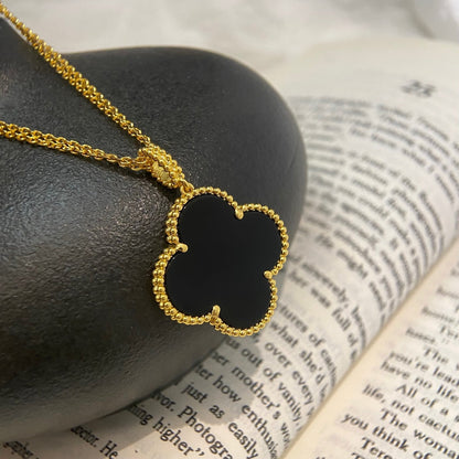 [Noble Aura jewelry]CLOVER 25MM NECKLACE GOLD ONYX