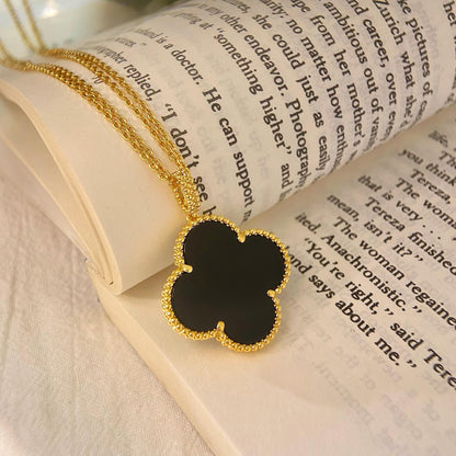 [Noble Aura jewelry]CLOVER 25MM NECKLACE GOLD ONYX