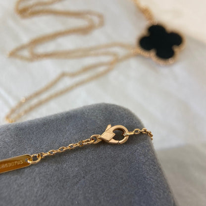 [Noble Aura jewelry]CLOVER 25MM NECKLACE GOLD ONYX
