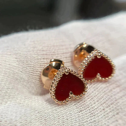 [Noble Aura jewelry]HEART CARNELIAN STUD EARRINGS