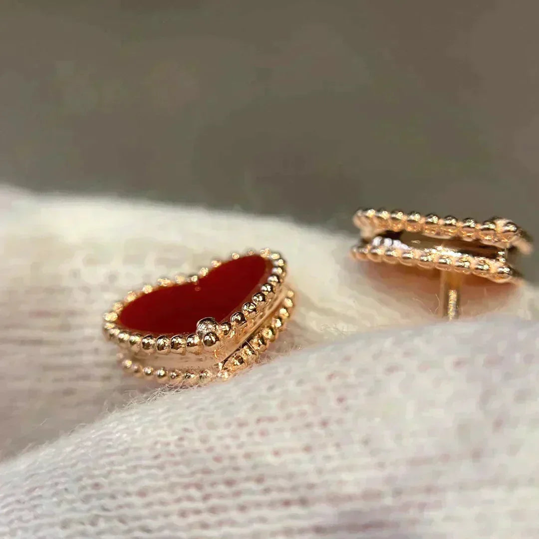[Noble Aura jewelry]HEART CARNELIAN STUD EARRINGS