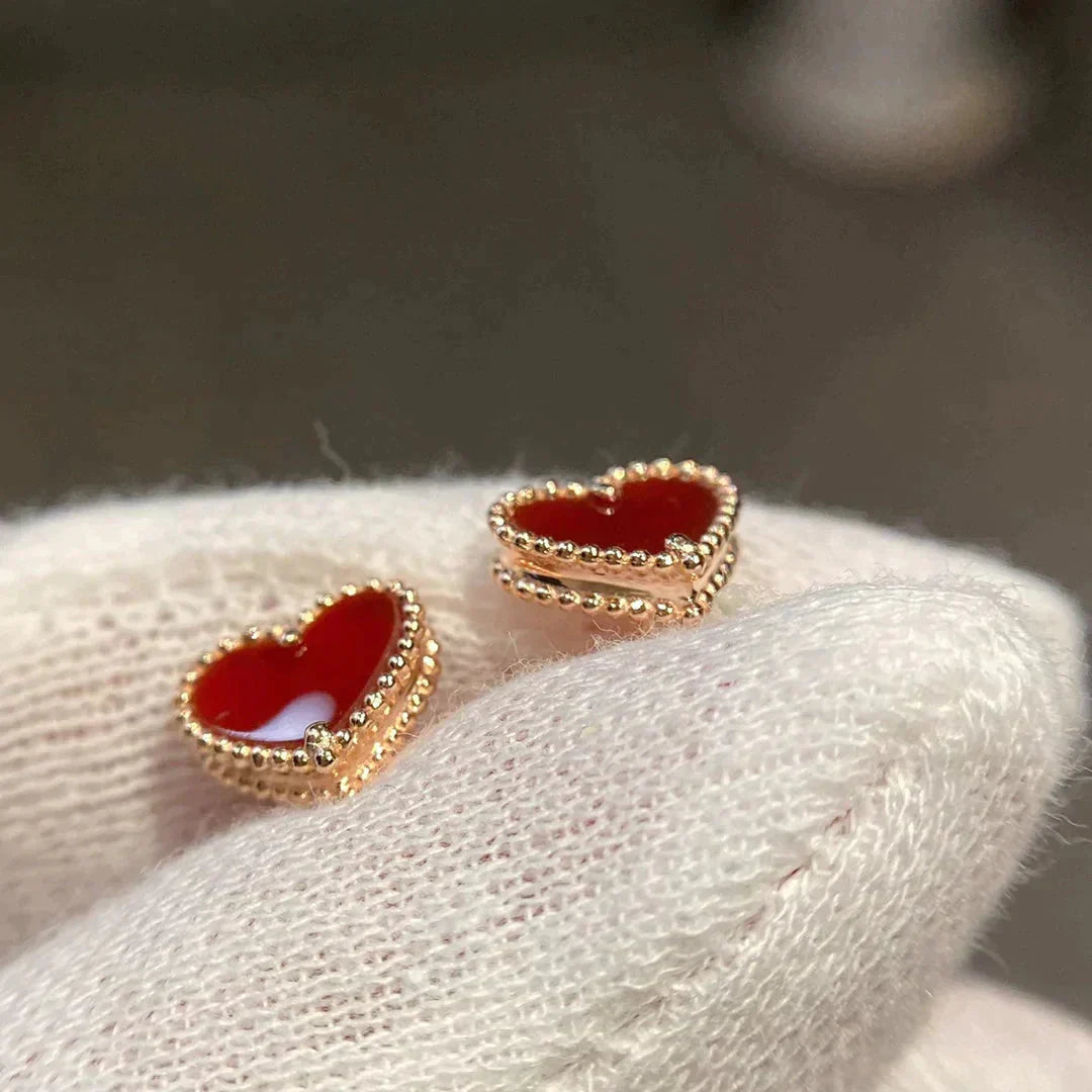 [Noble Aura jewelry]HEART CARNELIAN STUD EARRINGS