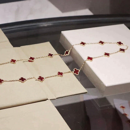 [Noble Aura jewelry]CLOVER 20 MOTIFS CARNELIAN NECKLACE