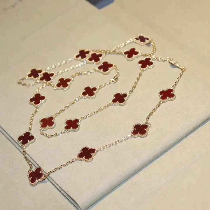 [Noble Aura jewelry]CLOVER 20 MOTIFS CARNELIAN NECKLACE