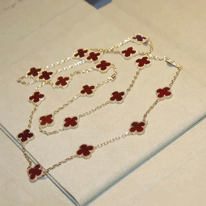 [Noble Aura jewelry]CLOVER 20 MOTIFS CARNELIAN NECKLACE