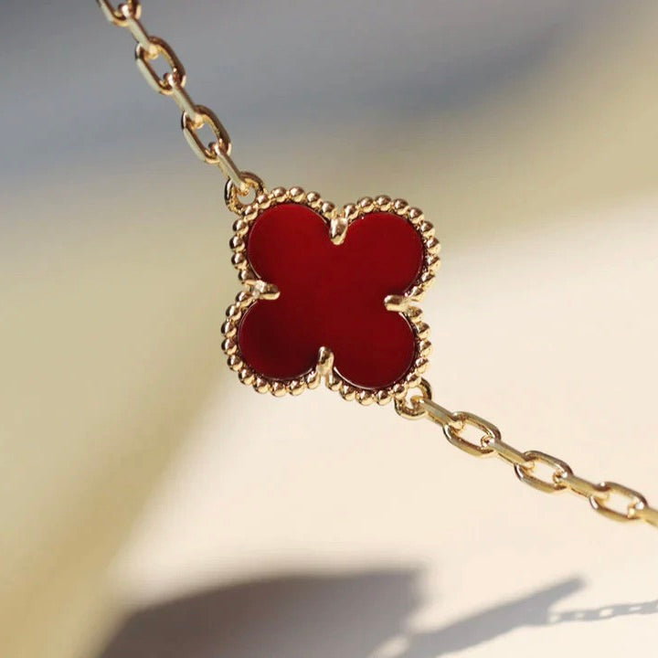 [Noble Aura jewelry]CLOVER 20 MOTIFS CARNELIAN NECKLACE