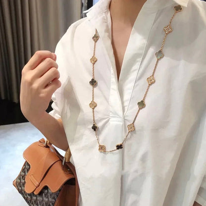 [Noble Aura jewelry]CLOVER 20 MOTIFS DARK MOP DIAMOND  NECKLACE