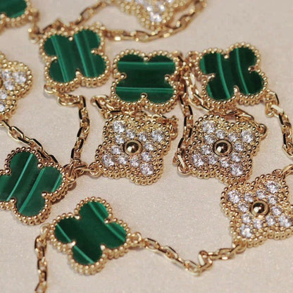 [Noble Aura jewelry]CLOVER 20 MOTIFS MALACHITE DIAMOND NECKLACE