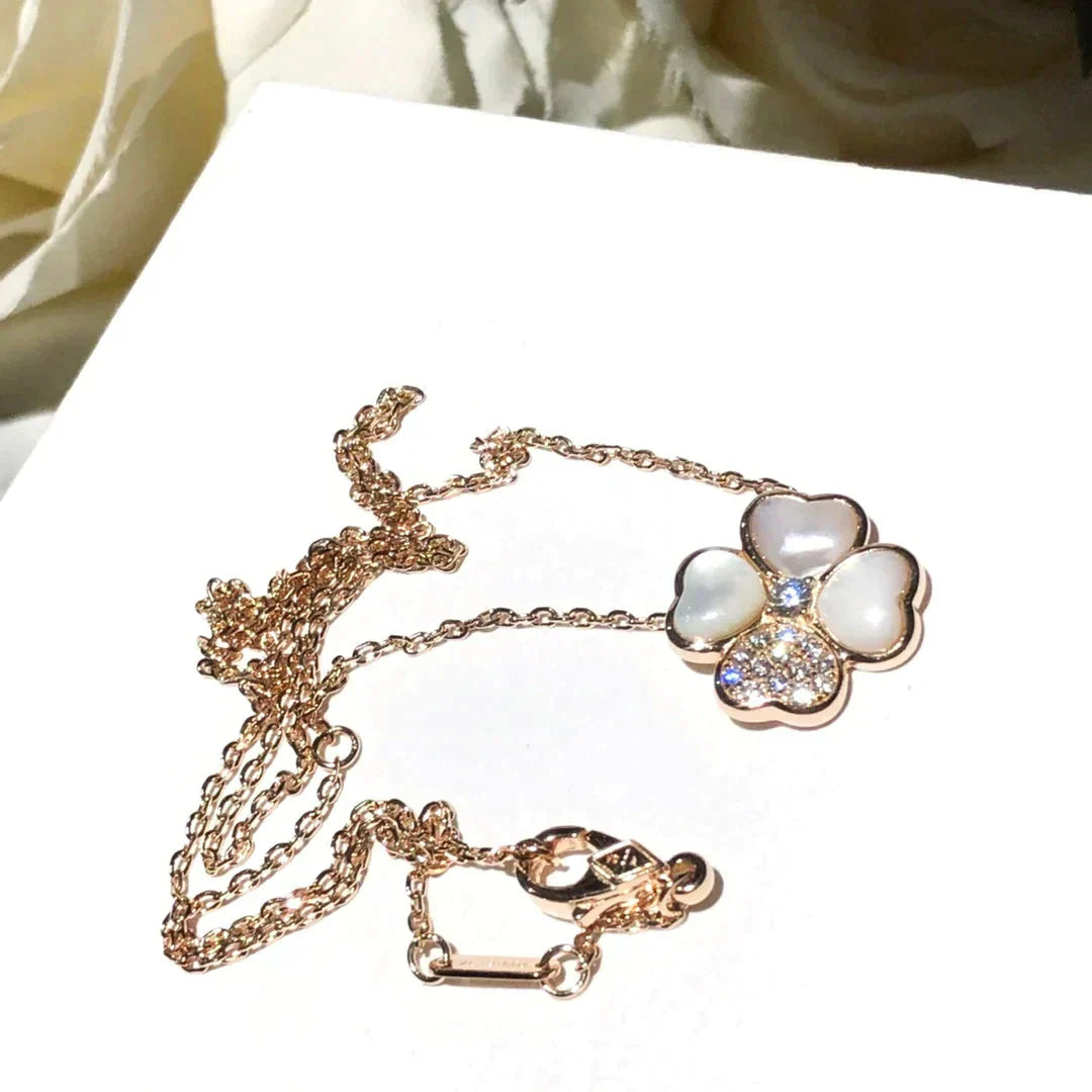 [Noble Aura jewelry]CLOVER MOP DIAMOND ROSE GOLD NECKLACE