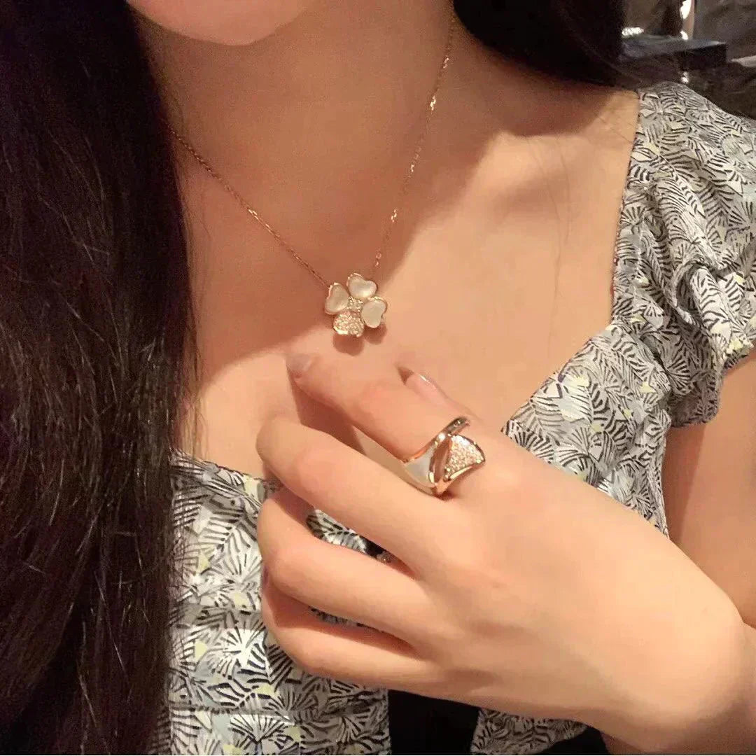 [Noble Aura jewelry]CLOVER MOP DIAMOND ROSE GOLD NECKLACE