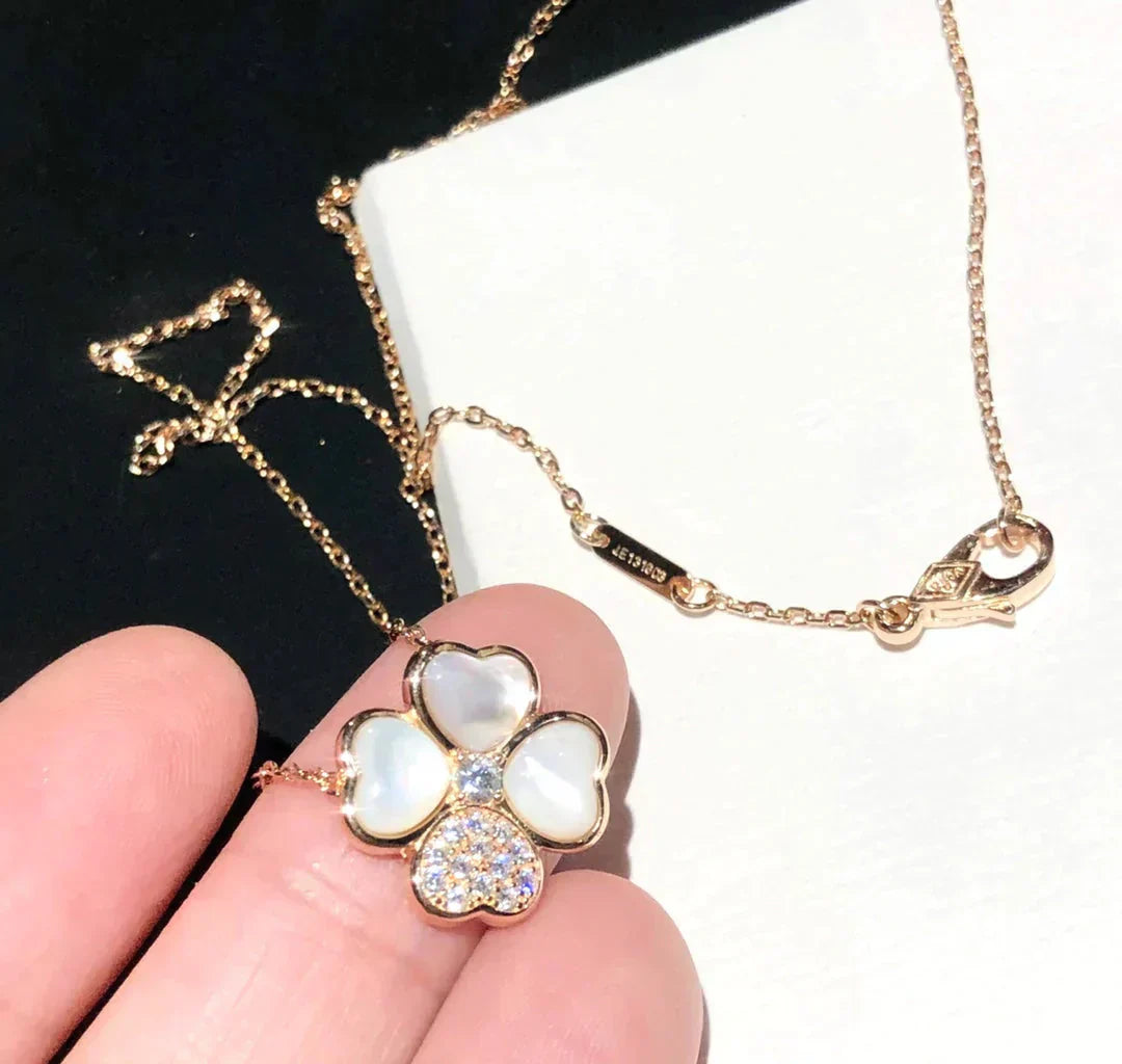 [Noble Aura jewelry]CLOVER MOP DIAMOND ROSE GOLD NECKLACE
