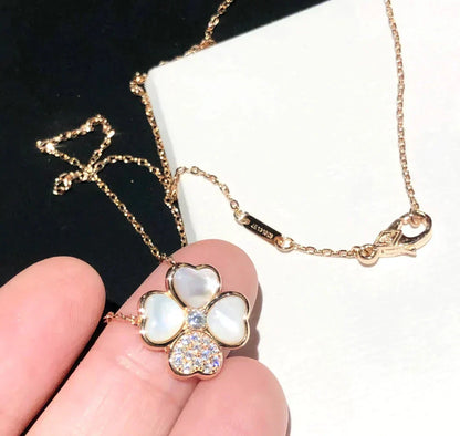 [Noble Aura jewelry]CLOVER MOP DIAMOND ROSE GOLD NECKLACE