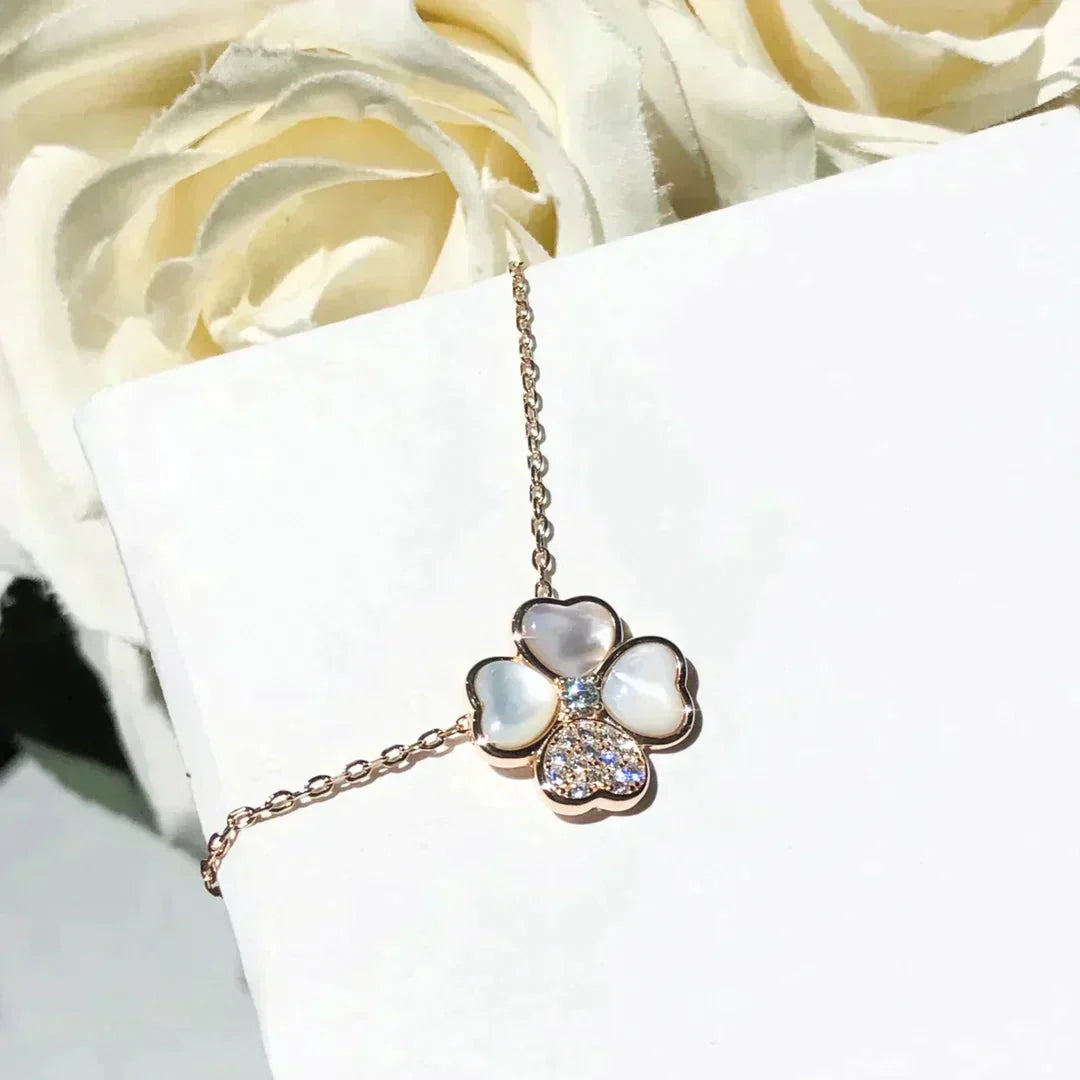 [Noble Aura jewelry]CLOVER MOP DIAMOND ROSE GOLD NECKLACE