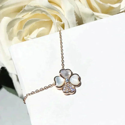 [Noble Aura jewelry]CLOVER MOP DIAMOND ROSE GOLD NECKLACE