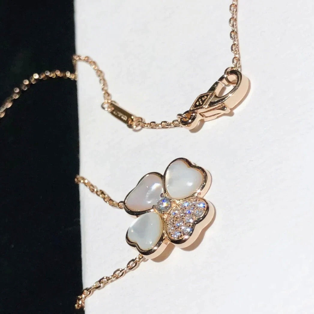 [Noble Aura jewelry]CLOVER MOP DIAMOND ROSE GOLD NECKLACE
