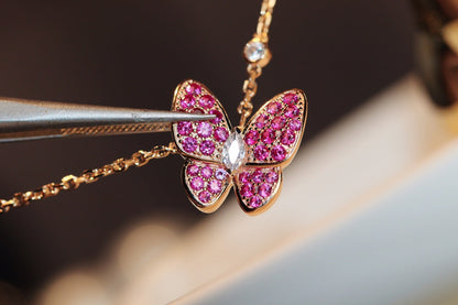 [Noble Aura jewelry]BUTTERFLY RED DIAMOND ROSE GOLD NECKLACE