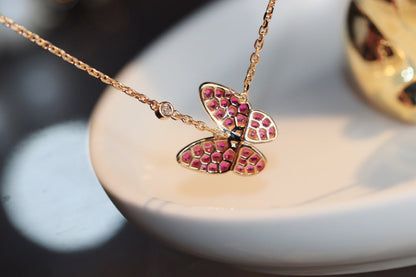 [Noble Aura jewelry]BUTTERFLY RED DIAMOND ROSE GOLD NECKLACE