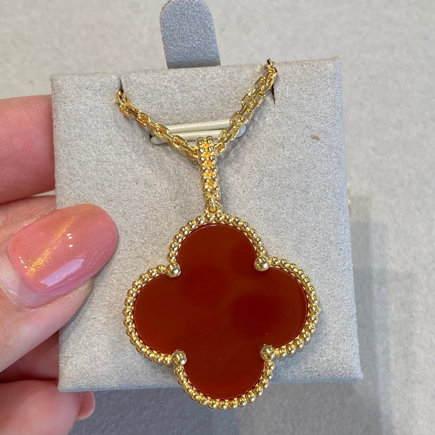 [Noble Aura jewelry]CLOVER 25MM NECKLACE GOLD CARNELIAN