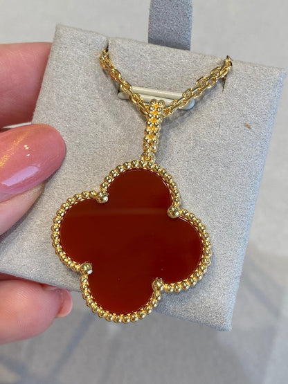 [Noble Aura jewelry]CLOVER 25MM NECKLACE GOLD CARNELIAN