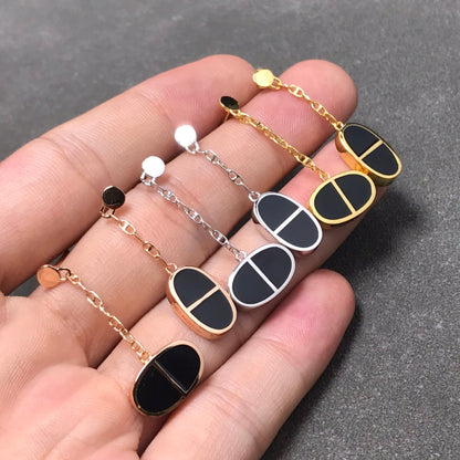 [Noble Aura jewelry]CHAINE VERSO BLACK CERAMIC SILVER EARRINGS