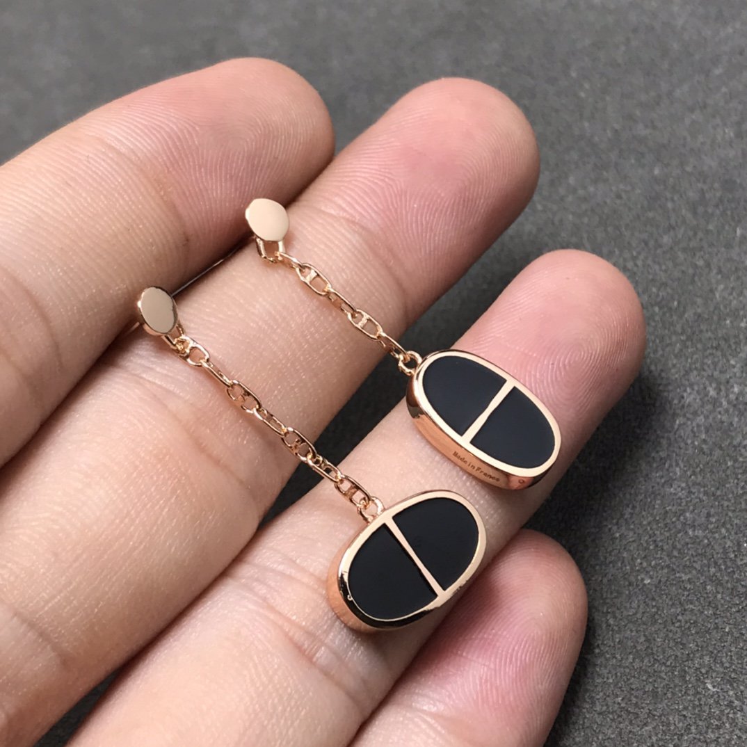 [Noble Aura jewelry]CHAINE VERSO BLACK CERAMIC SILVER EARRINGS