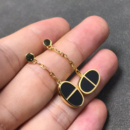 [Noble Aura jewelry]CHAINE VERSO BLACK CERAMIC SILVER EARRINGS