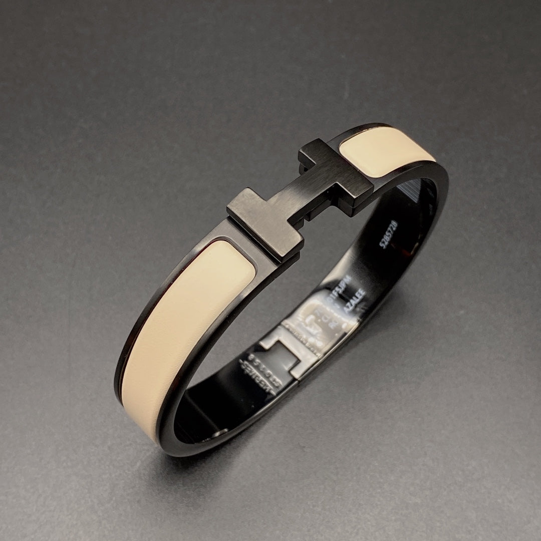[Noble Aura jewelry]H BRACELET 12MM BLACK BEIGE CERAMIC