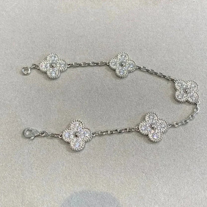 [Noble Aura jewelry]CLOVER 5 MOTIFS  DIAMOND BRACELET SILVER