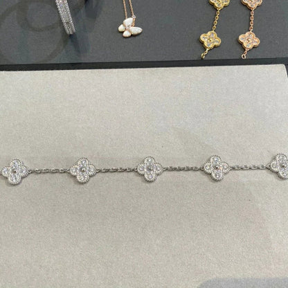 [Noble Aura jewelry]CLOVER 5 MOTIFS  DIAMOND BRACELET SILVER