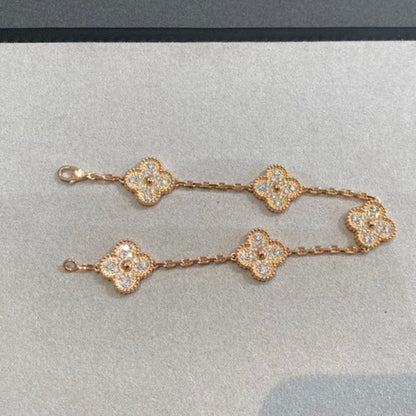[Noble Aura jewelry] CLOVER 5 MOTIF FULL DIAMOND BRACELET COLLECTION