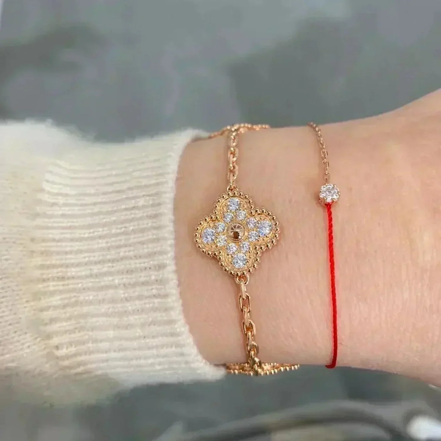 [Noble Aura jewelry]CLOVER 5 MOTIFS  FULL DIAMOND BRACELET