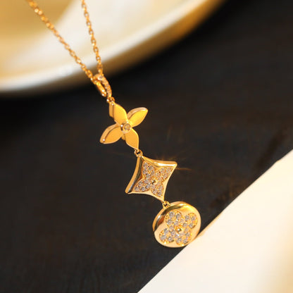 [Noble Aura jewelry]STAR AND SUN DIAMOND PINK GOLD NECKLACE