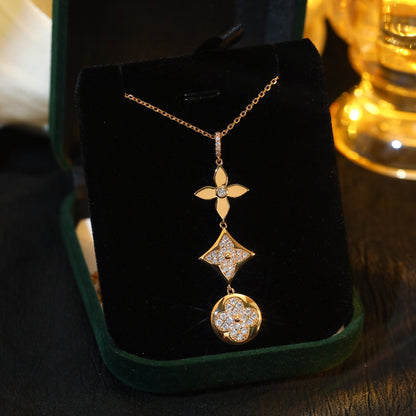 [Noble Aura jewelry]STAR AND SUN DIAMOND PINK GOLD NECKLACE