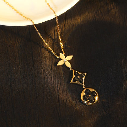 [Noble Aura jewelry]STAR AND SUN ONYX PINK GOLD NECKLACE