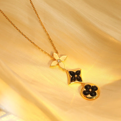 [Noble Aura jewelry]STAR AND SUN ONYX PINK GOLD NECKLACE