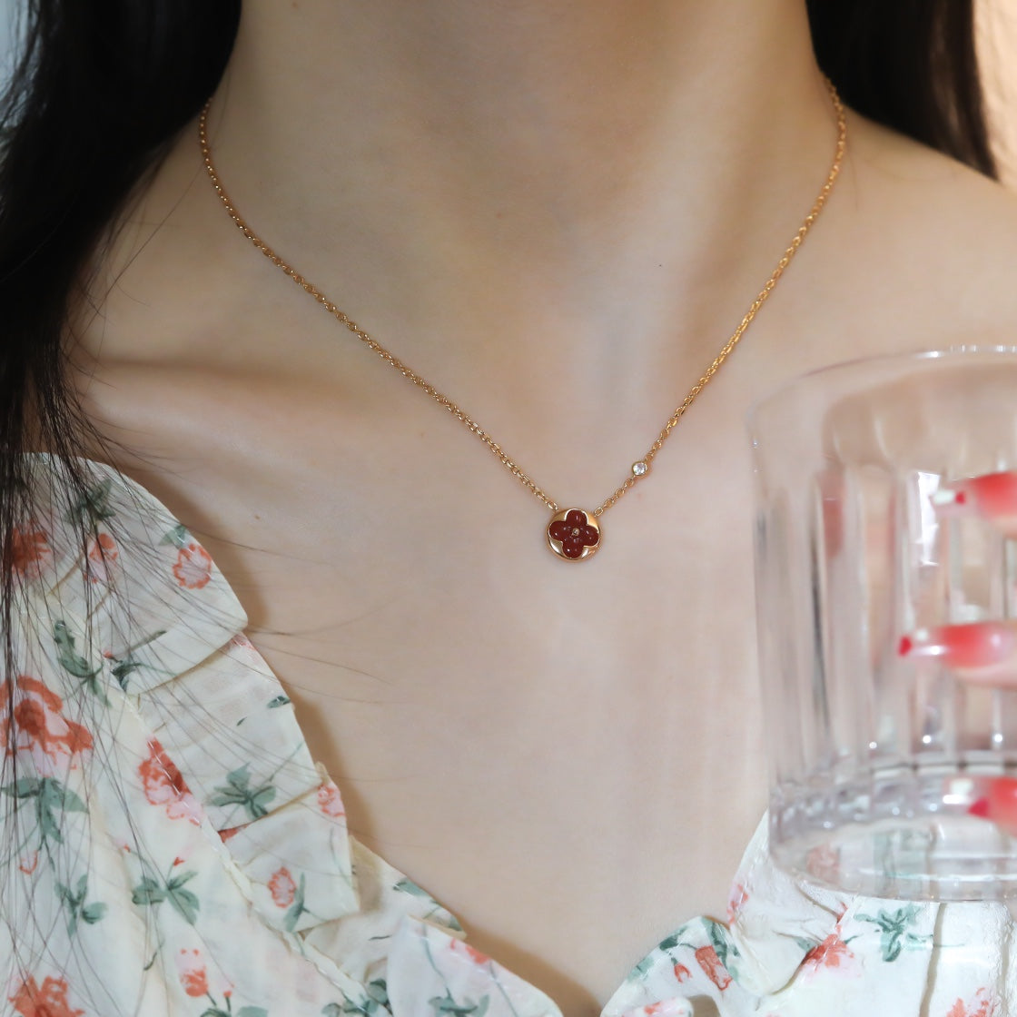 [Noble Aura jewelry]SUN PEDANT PINK GOLD 1 DIAMOND NECKLACE