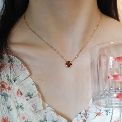 [Noble Aura jewelry]SUN PEDANT PINK GOLD 1 DIAMOND NECKLACE