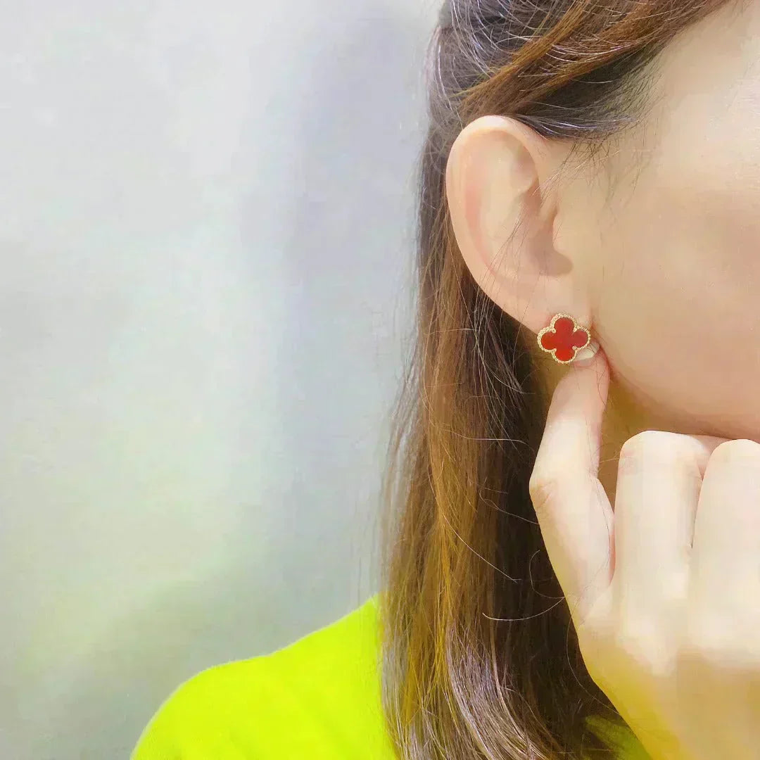 [Noble Aura jewelry]CLOVER MEDIUM 1 MOTIFS CARNELIAN  EARRINGS