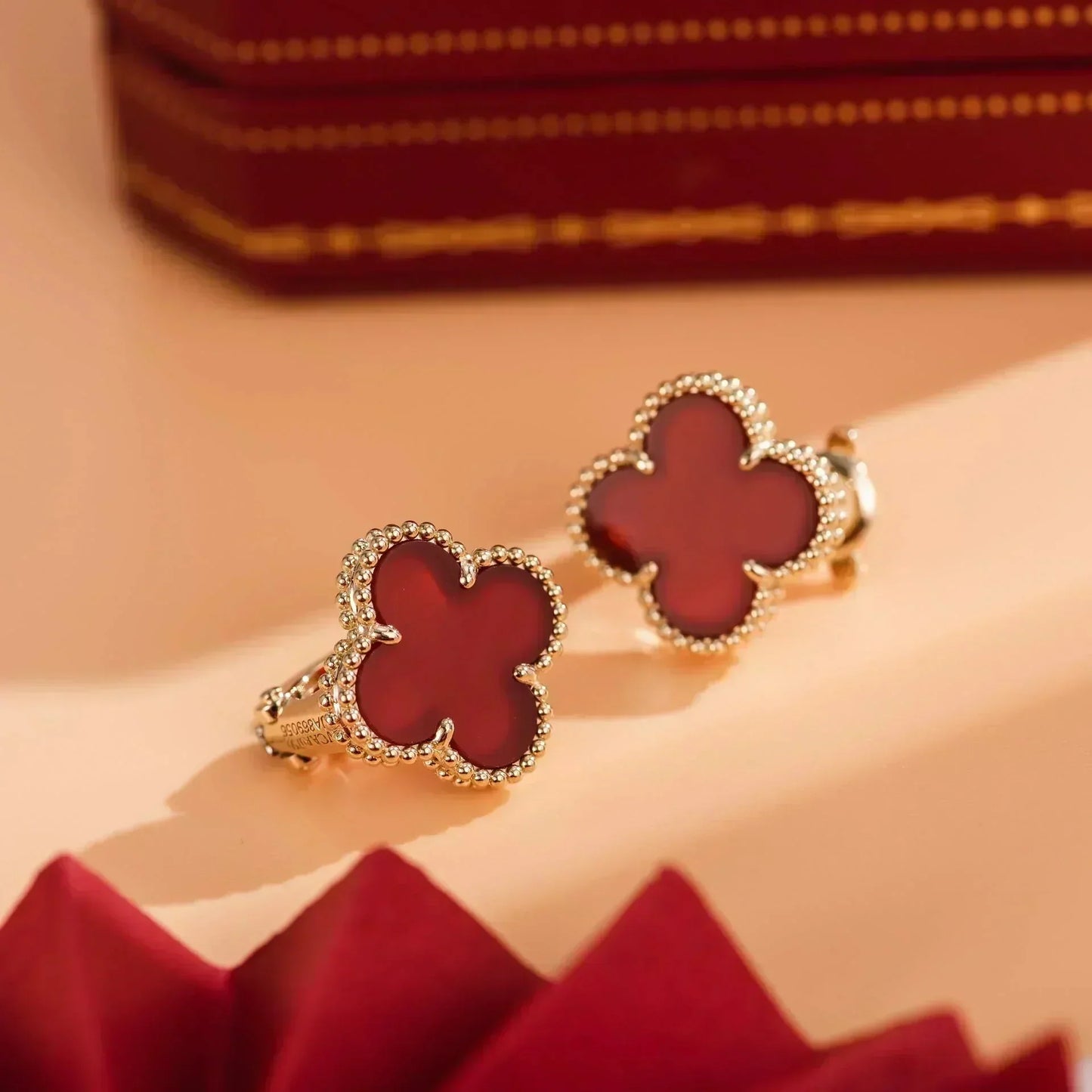 [Noble Aura jewelry]CLOVER MEDIUM 1 MOTIFS CARNELIAN  EARRINGS