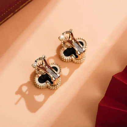 [Noble Aura jewelry]CLOVER MEDIUM 1 MOTIFS  ONYX STUD EARRINGS