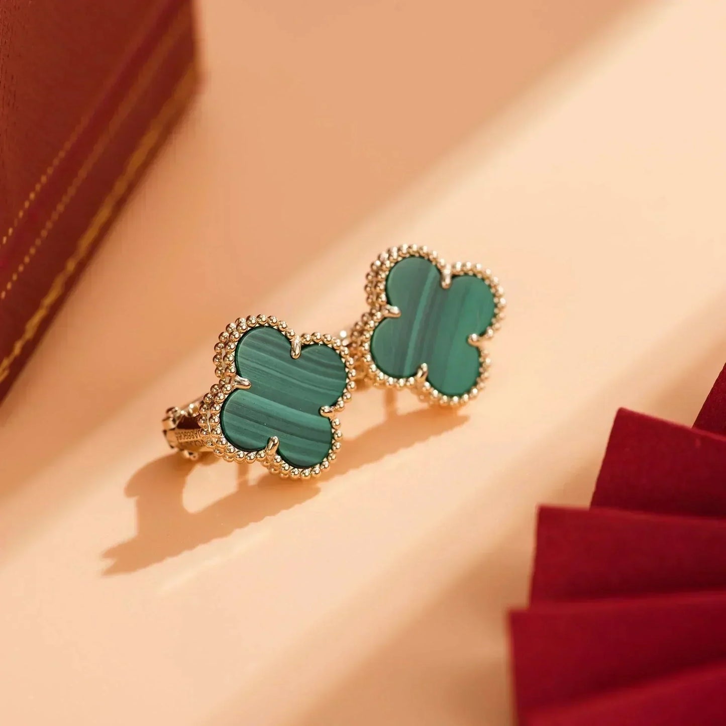 [Noble Aura jewelry]CLOVER MEDIUM 1 MOTIFS MALACHITE  EARRINGS
