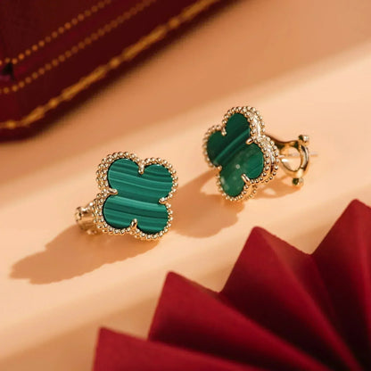 [Noble Aura jewelry]CLOVER MEDIUM 1 MOTIFS MALACHITE  EARRINGS
