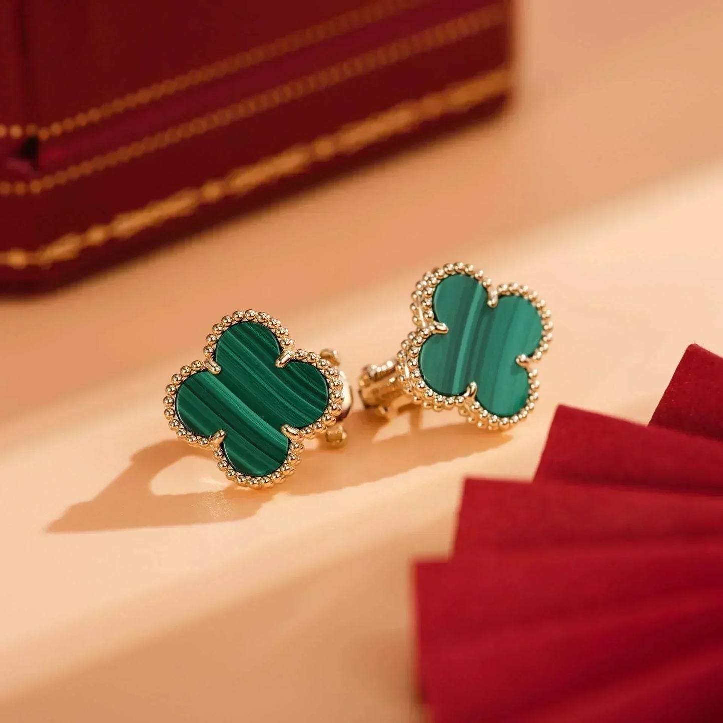 [Noble Aura jewelry]CLOVER MEDIUM 1 MOTIFS MALACHITE  EARRINGS