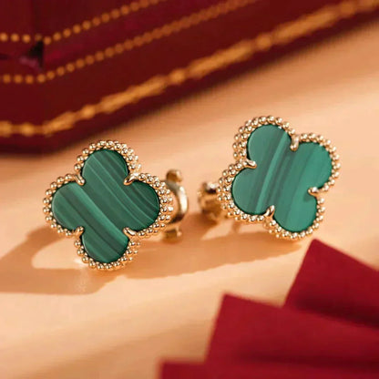 [Noble Aura jewelry]CLOVER MEDIUM 1 MOTIFS MALACHITE  EARRINGS