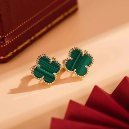 [Noble Aura jewelry]CLOVER MEDIUM 1 MOTIFS MALACHITE  EARRINGS