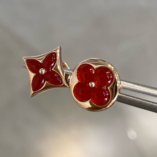 [Noble Aura jewelry]STAR AND SUN PINK GOLD CARNELIAN STUD EARRINGS