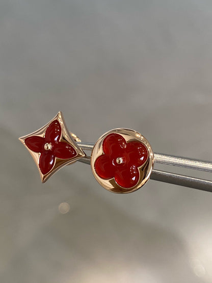 [Noble Aura jewelry]STAR AND SUN PINK GOLD CARNELIAN STUD EARRINGS