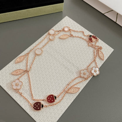 [Noble Aura jewelry]LUCKY SPRING 15 MOTIFS ROSE GOLD NECKLACE