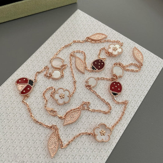 [Noble Aura jewelry]LUCKY SPRING 15 MOTIFS ROSE GOLD NECKLACE